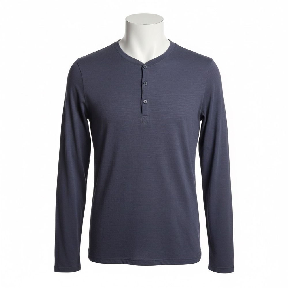 Fabletics XL Navy Blue‎ Henley Top Long Sleeve Activewear Athleisure Comfort
